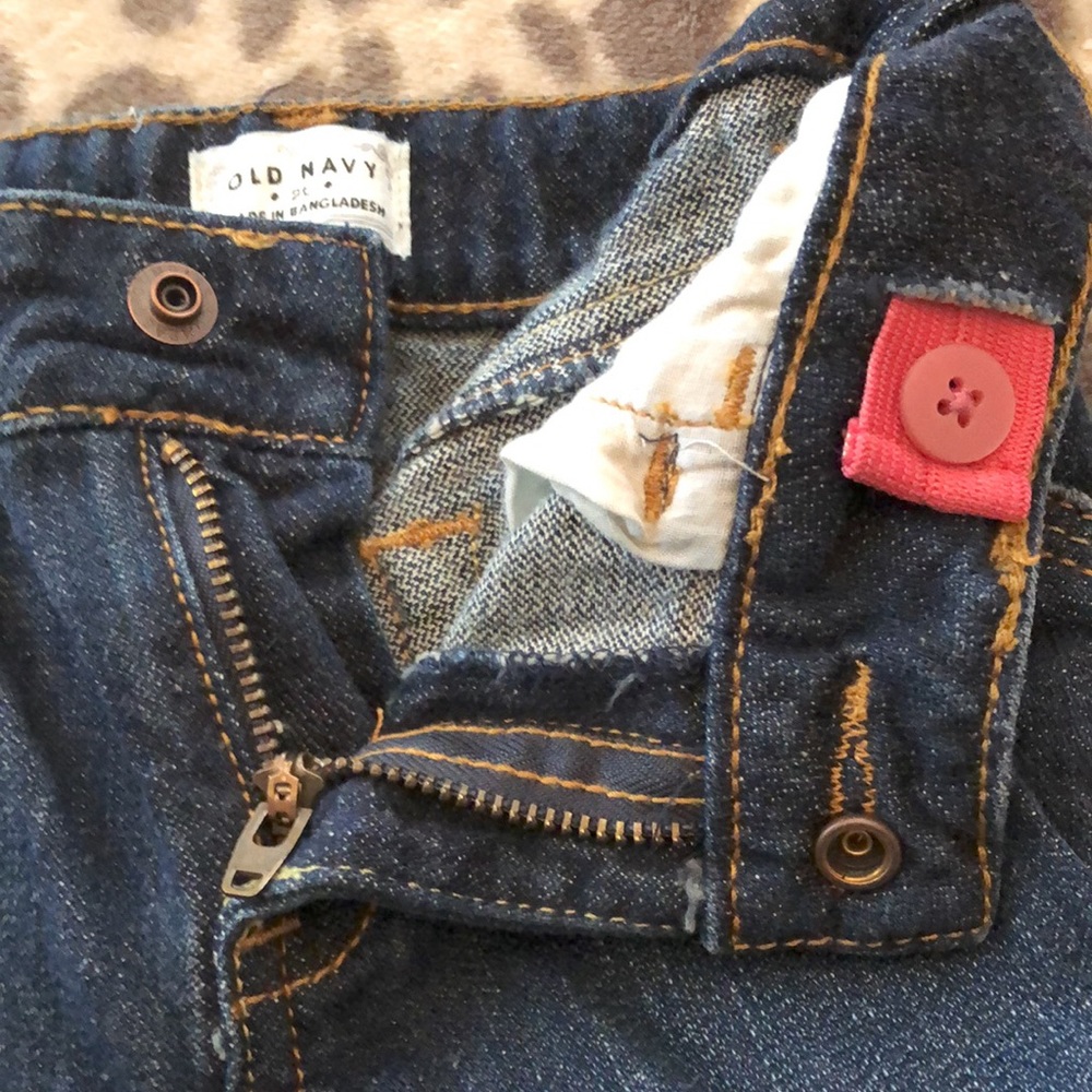 Old Navy Blue Dark Wash Jeans Convertible Crop Straight Leg 4 Pocket Size 2T - Picture 7 of 14